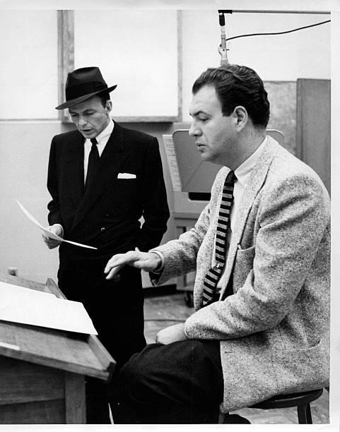 Frank Sinatra and musical director Nelson Riddle working on 'The Frank Sinatra Show', Behind-the-Scenes Show Coverage - Shoot Date: March 1, 1958.