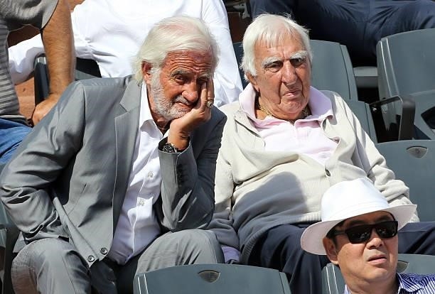 Jean-Paul Belmondo and his friend Charles Gerard attend the men's final on day 15 of the French Open 2015 at Roland Garros stadium on June 56 2015 in...