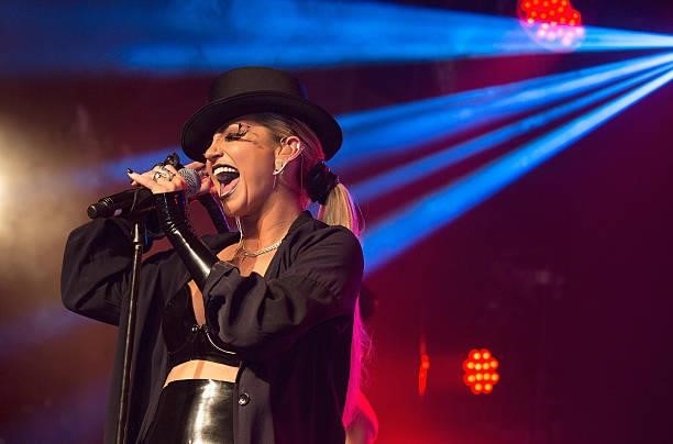 Sarah Harding performs on stage at G-A-Y Heaven on August 8, 2015 in London, England.