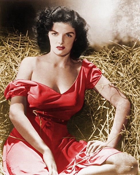 Actress Jane Russell in a portrait session for the movie "The Outlaw