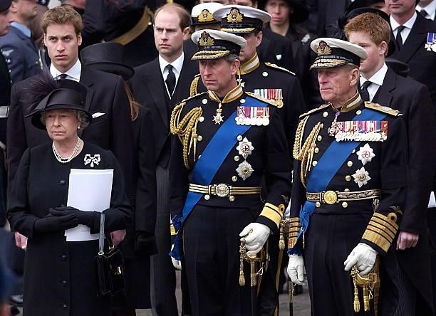 The Royal Family Gather At Westminster Abbey For The Funeral Of The Queen Mother Who Had Lived To The Age Of 101. Queen Elizabeth Ll, Prince Charles...