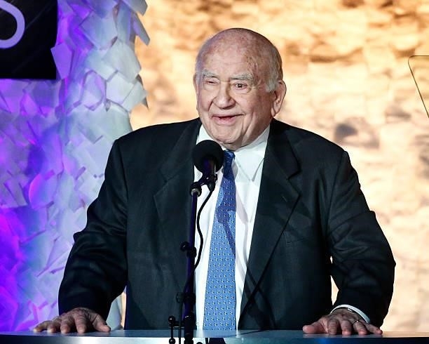 Presenter and Actor Ed Asner speaks on stage at the 17th Annual Golden Trailer Awards on May 04, 2016 in Beverly Hills, California.