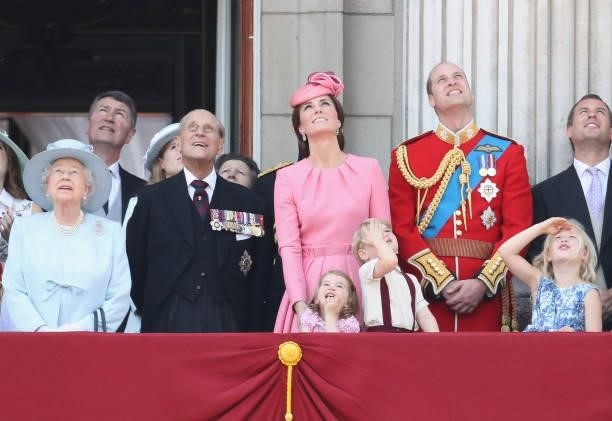 Queen Elizabeth II, Prince Philip, Duke of Edinburgh, Catherine, Duchess of Cambridge, Princess Charlotte of Cambridge, Prince George of Cambridge...