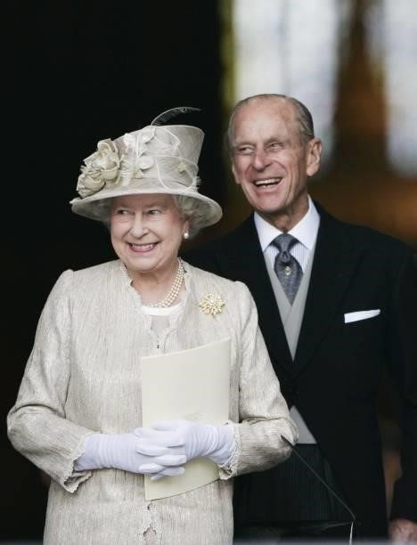 Queen Elizabeth II and Prince Philip, Duke of Edinburgh arrive at St Paul's Cathedral for a service of thanksgiving held in honour of the Queen's...