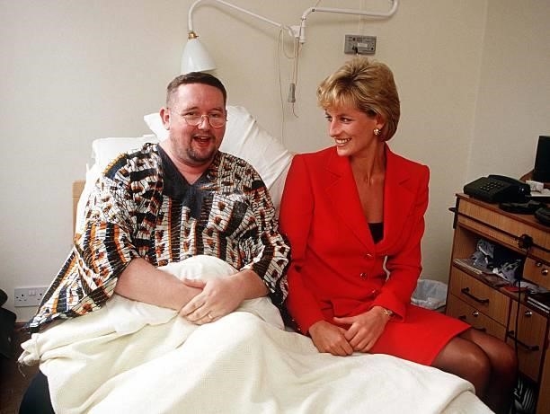 Princess Diana visiting a patient at the London Lighthouse, a centre for people affected by HIV and AIDS, in London, October 1996.