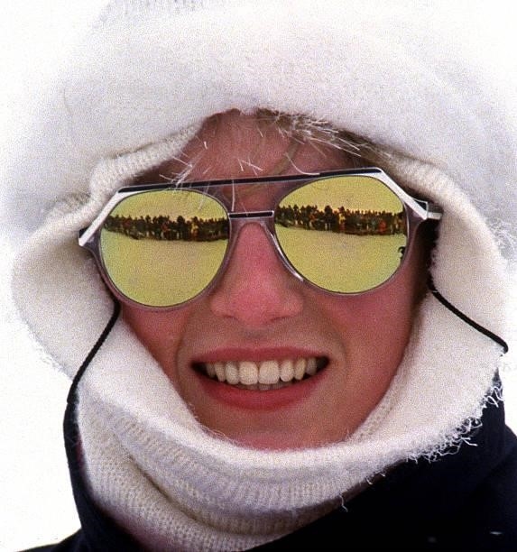 Diana, Princess of Wales attending an official photo call during their ski holiday in Klosters, February 1987.