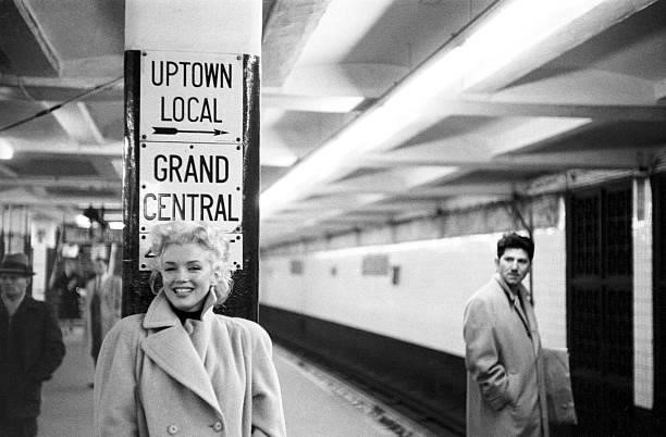 Actress Marilyn Monroe takes the subway in Grand Central Station on March 24, 1955 in New York City, New York.