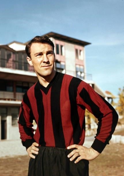 English footballer Jimmy Greaves posed in an A C Milan kit after recently signing for the Italian club, Milan, Italy, August 1961.