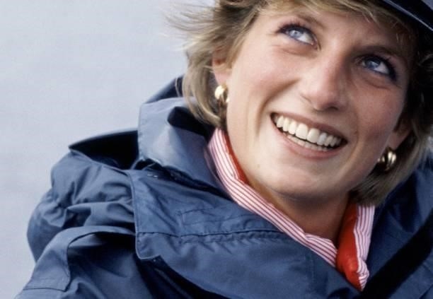 Princess Diana wearing a naval hat