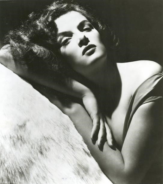 Publicity portrait of American actress and sex symbol Jane Russell, 1940s or 1950s.