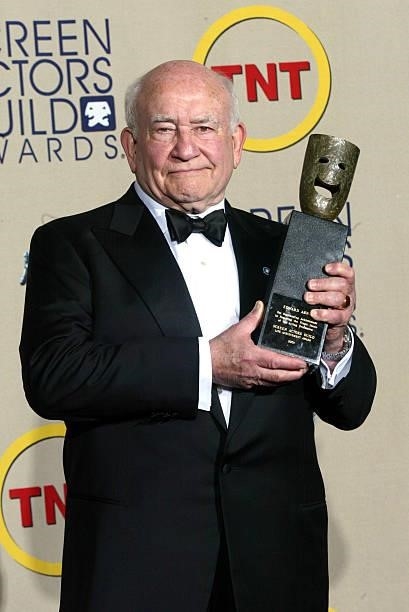 Actor Ed Asner poses backstage during the 8th Annual Screen Actors Guild Awards at the Shrine Auditorium March 10, 2002 in Los Angeles, CA. Asner...