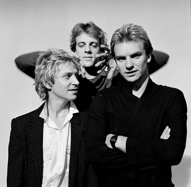 Portrait of the popular rock group 'The Police'. From left to right: Andy Summers, Stewart Copeland, and Sting . 1978, London.