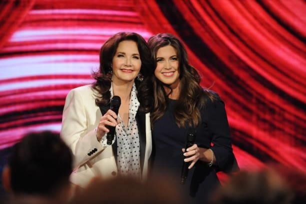 Actress and singer Lynda Carter and her daughter Jessica Altman perform on "The Talk,
