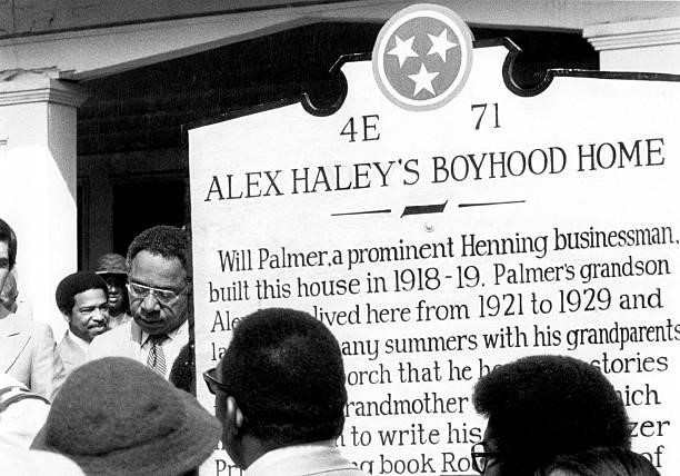 Author Alex Haley visits his childhood home in Henning, TN, 1977.